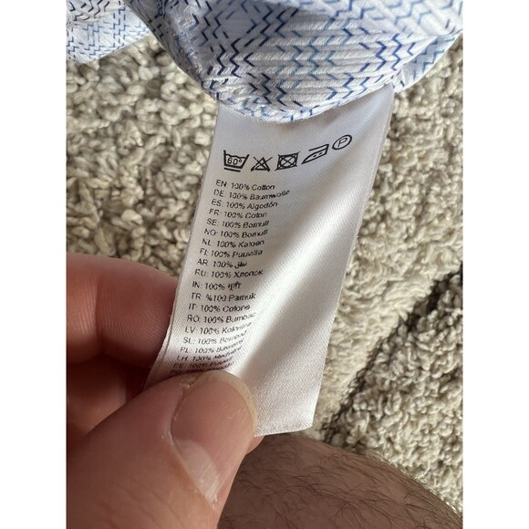 ETON Shirt Mens 15.5 39 Medium Blue White Plaid Contemporary Fit Dress Business - Picture 7 of 7